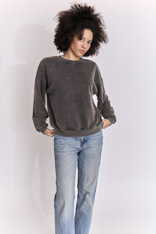 Sweatshirt uni délavé manches longues