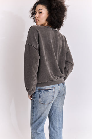 Sweatshirt uni délavé manches longues