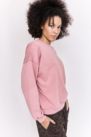 Sweatshirt uni délavé manches longues
