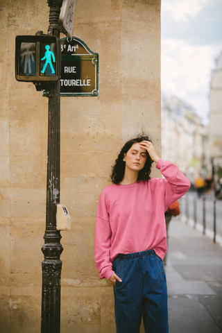 Sweatshirt uni délavé manches longues