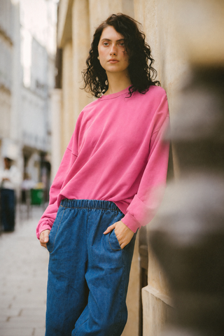 Sweatshirt uni délavé manches longues