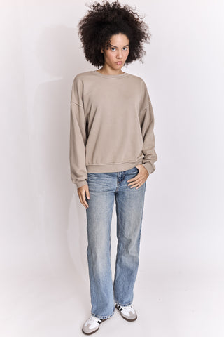 Sweatshirt uni délavé manches longues