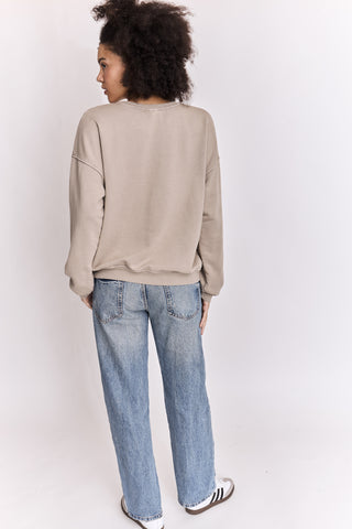 Sweatshirt uni délavé manches longues