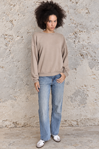 Sweatshirt uni délavé manches longues