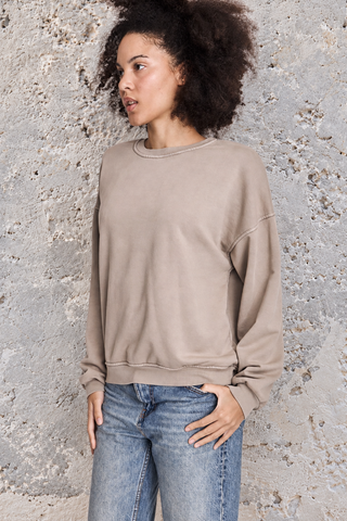 Sweatshirt uni délavé manches longues
