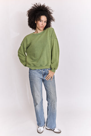 Sweatshirt uni délavé manches longues