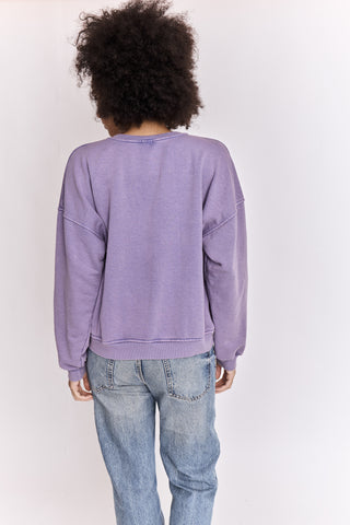 Sweatshirt uni délavé manches longues