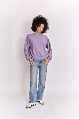 Sweatshirt uni délavé manches longues