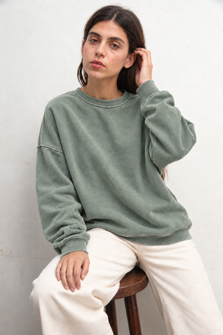 Sweatshirt uni délavé manches longues