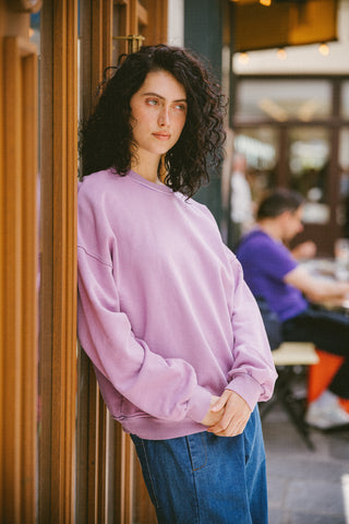 Sweatshirt uni délavé manches longues