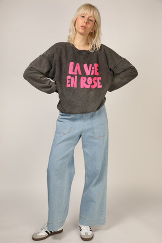 Sweatshirt délavé La Vie En Rose manches longues