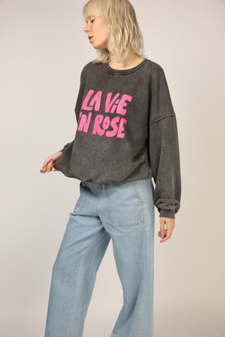 Sweatshirt délavé La Vie En Rose manches longues