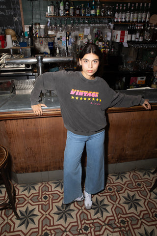 Sweatshirt délavé Vintage Arty Club manches longues