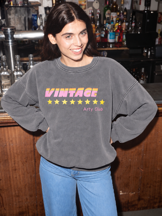 Sweatshirt délavé Vintage Arty Club manches longues