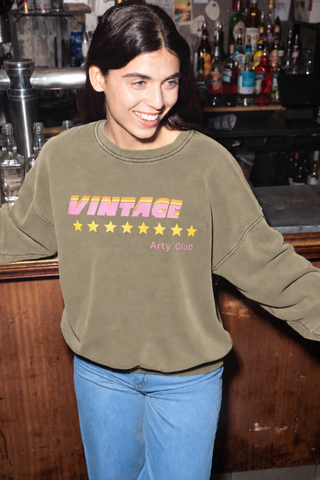 Sweatshirt délavé Vintage Arty Club manches longues