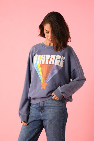 Sweatshirt délavé Vintage manches longues