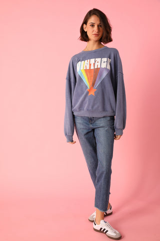 Sweatshirt délavé Vintage manches longues