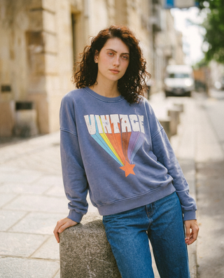 Sweatshirt délavé Vintage manches longues