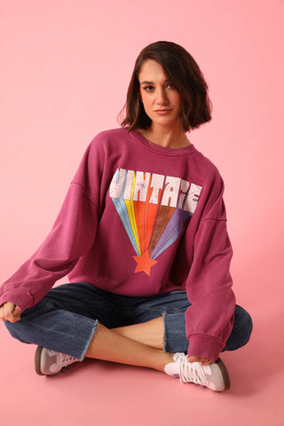 Sweatshirt délavé Vintage manches longues