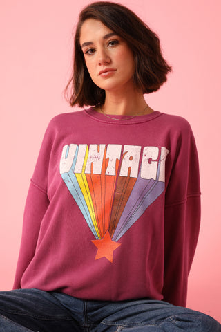 Sweatshirt délavé Vintage manches longues