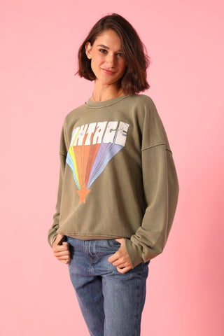 Sweatshirt délavé Vintage manches longues