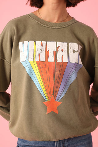 Sweatshirt délavé Vintage manches longues
