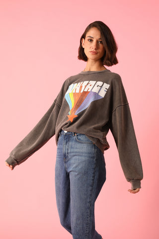 Sweatshirt délavé Vintage manches longues