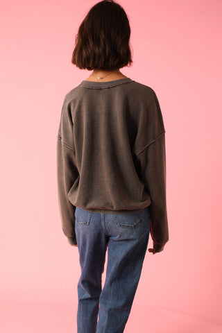 Sweatshirt délavé Vintage manches longues