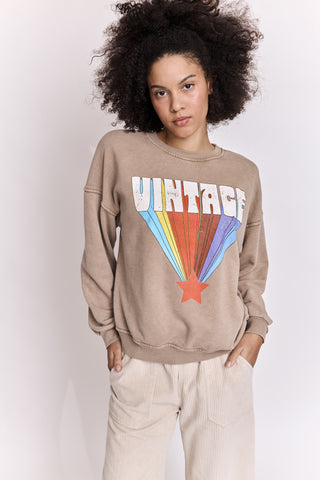 Sweatshirt délavé Vintage manches longues