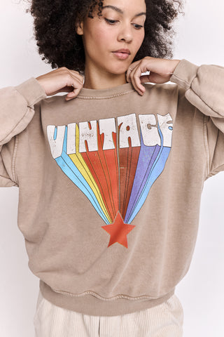 Sweatshirt délavé Vintage manches longues