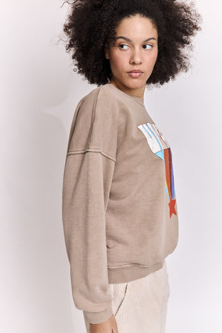 Sweatshirt délavé Vintage manches longues