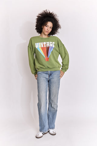 Sweatshirt délavé Vintage manches longues