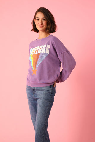 Sweatshirt délavé Vintage manches longues