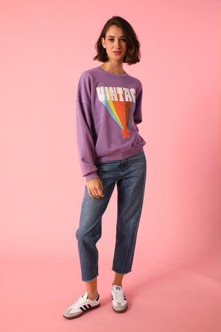 Sweatshirt délavé Vintage manches longues