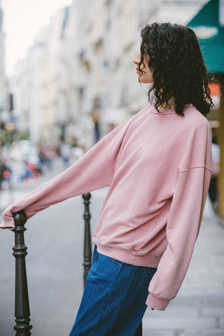 Sweatshirt uni délavé manches longues