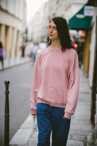 Sweatshirt uni délavé manches longues
