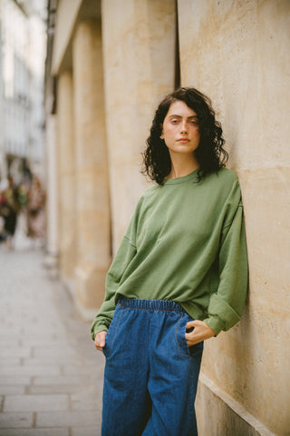Sweatshirt uni délavé manches longues