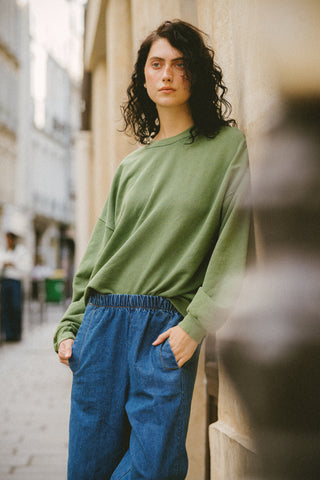 Sweatshirt uni délavé manches longues