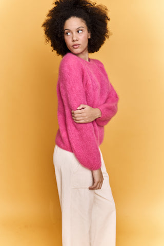 Pull col rond en Kid Mohair