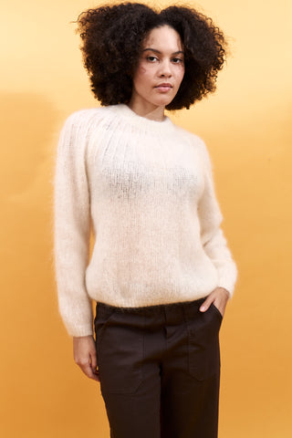 Pull ajouré col rond en Kid Mohair