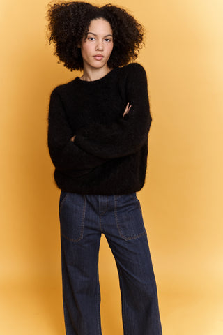 Pull ajouré col rond en Kid Mohair