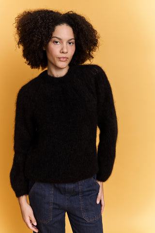 Pull ajouré col rond en Kid Mohair