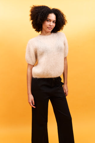 Pull Fluffy col rond en Kid Mohair