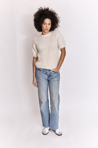 Pull Fluffy col rond en Kid Mohair