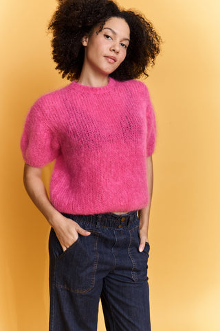 Pull Fluffy col rond en Kid Mohair