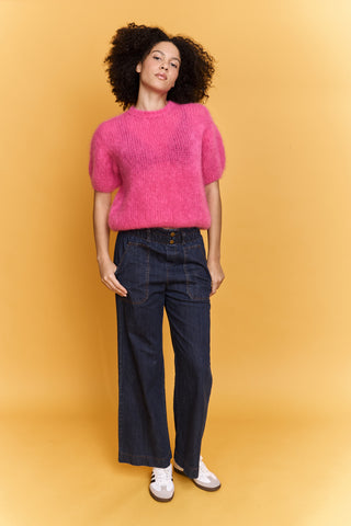 Pull Fluffy col rond en Kid Mohair