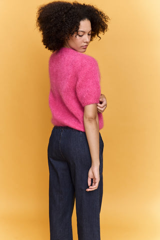 Pull Fluffy col rond en Kid Mohair