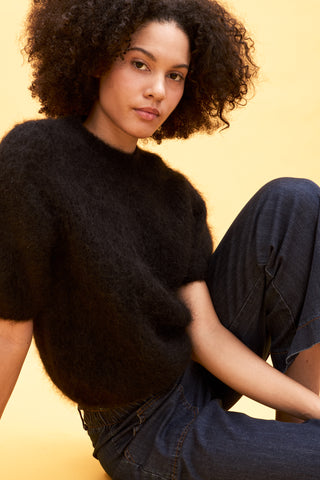 Pull Fluffy col rond en Kid Mohair