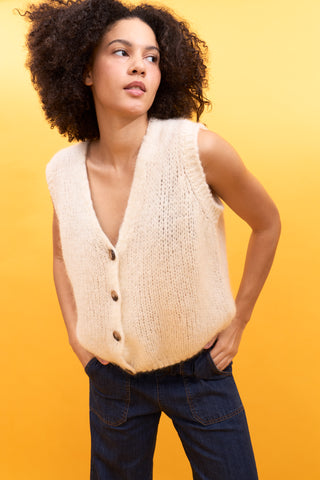 Gilet sans manche en Kid Mohair