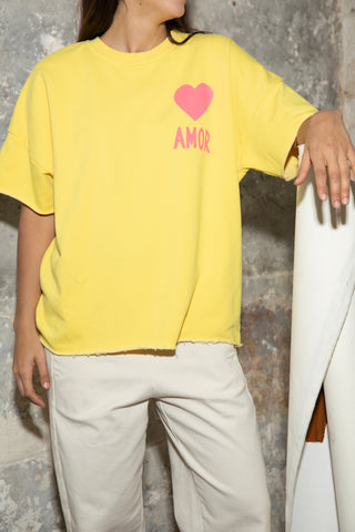 Sweatshirt délavé Amor manches courtes